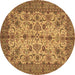 Round Persian Brown Traditional Rug, tr63brn