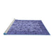 Sideview of Machine Washable Persian Blue Traditional Rug, wshtr63blu