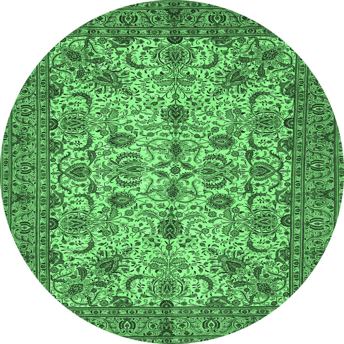 Round Persian Emerald Green Traditional Rug, tr63emgrn