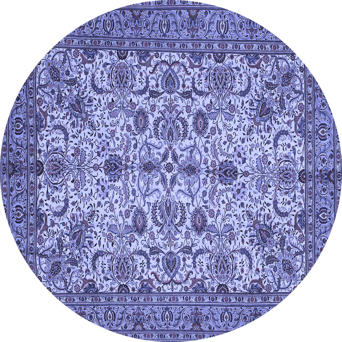 Round Machine Washable Persian Blue Traditional Rug, wshtr63blu