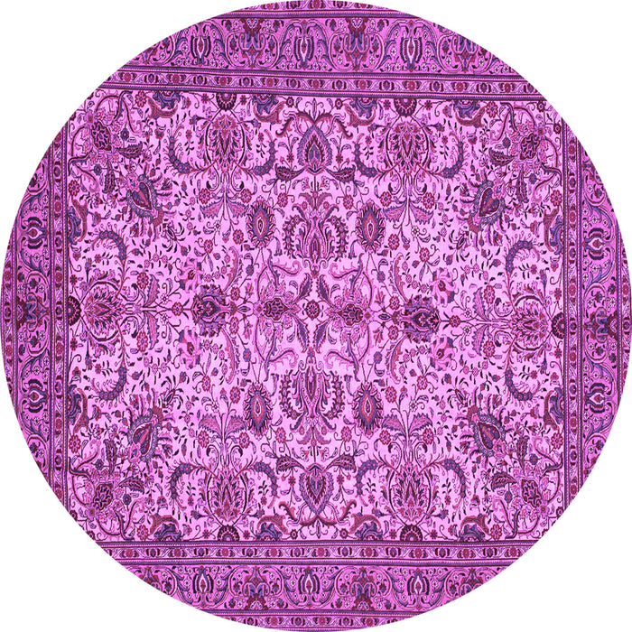 Round Machine Washable Persian Purple Traditional Area Rugs, wshtr63pur