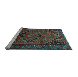 Sideview of Machine Washable Persian Light Blue Traditional Rug, wshtr640lblu