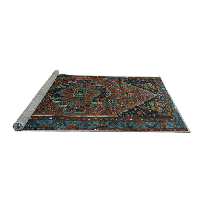 Sideview of Machine Washable Persian Light Blue Traditional Rug, wshtr640lblu
