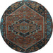 Round Machine Washable Persian Light Blue Traditional Rug, wshtr640lblu