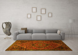 Machine Washable Persian Yellow Traditional Rug in a Living Room, wshtr640yw