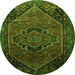 Square Persian Green Traditional Rug, tr640grn