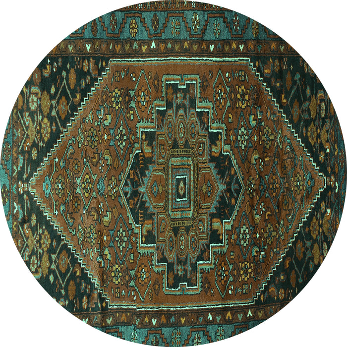 Round Persian Turquoise Traditional Rug, tr640turq