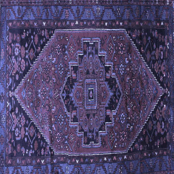 Square Machine Washable Persian Blue Traditional Rug, wshtr640blu