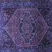 Square Machine Washable Persian Blue Traditional Rug, wshtr640blu