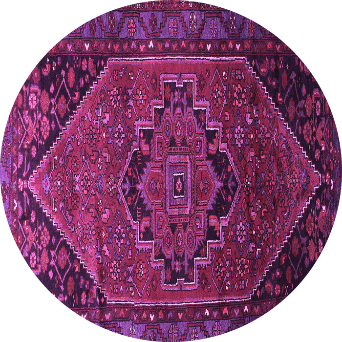 Round Machine Washable Persian Purple Traditional Area Rugs, wshtr640pur