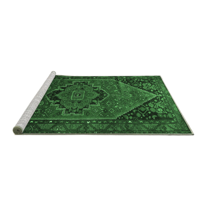 Sideview of Machine Washable Persian Emerald Green Traditional Area Rugs, wshtr640emgrn