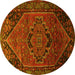 Round Machine Washable Persian Yellow Traditional Rug, wshtr640yw