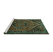 Sideview of Machine Washable Persian Turquoise Traditional Area Rugs, wshtr640turq