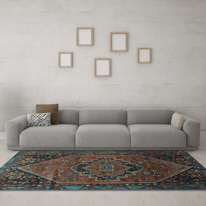 Machine Washable Persian Light Blue Traditional Rug in a Living Room, wshtr640lblu