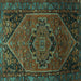 Square Machine Washable Persian Turquoise Traditional Area Rugs, wshtr640turq