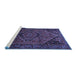 Sideview of Machine Washable Persian Blue Traditional Rug, wshtr640blu