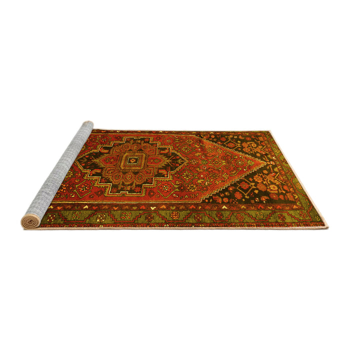 Sideview of Machine Washable Persian Yellow Traditional Rug, wshtr640yw