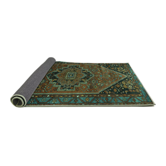 Sideview of Persian Turquoise Traditional Rug, tr640turq