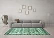 Machine Washable Persian Turquoise Traditional Area Rugs in a Living Room,, wshtr641turq