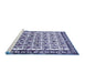 Sideview of Machine Washable Persian Blue Traditional Rug, wshtr641blu