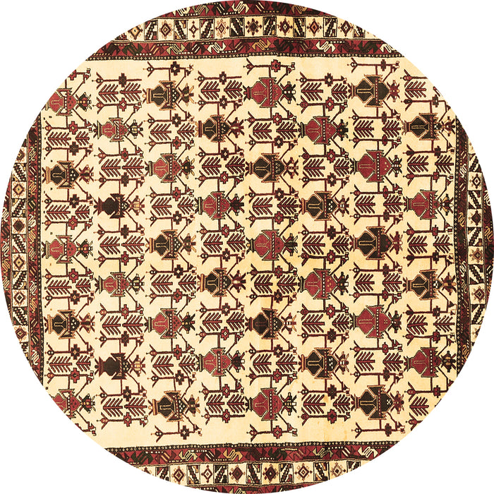 Round Machine Washable Persian Brown Traditional Rug, wshtr641brn