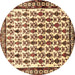 Round Machine Washable Persian Brown Traditional Rug, wshtr641brn