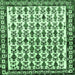 Square Machine Washable Persian Emerald Green Traditional Area Rugs, wshtr641emgrn