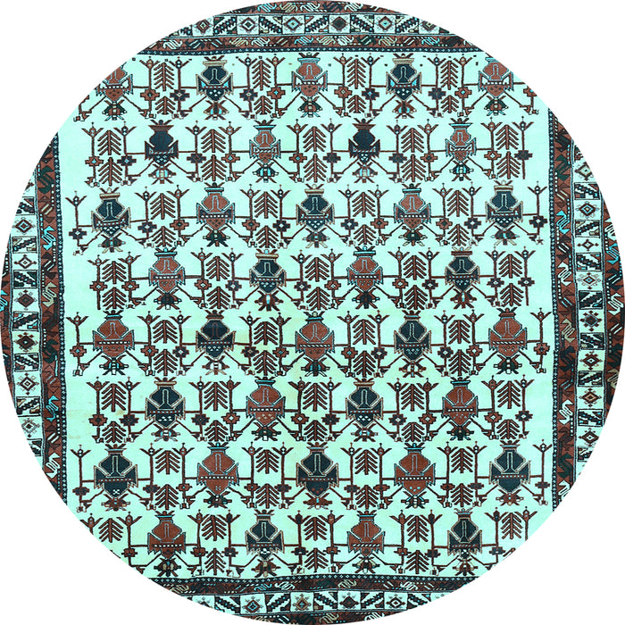 Round Machine Washable Persian Light Blue Traditional Rug, wshtr641lblu