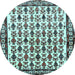 Round Machine Washable Persian Light Blue Traditional Rug, wshtr641lblu