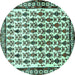 Round Persian Turquoise Traditional Rug, tr641turq