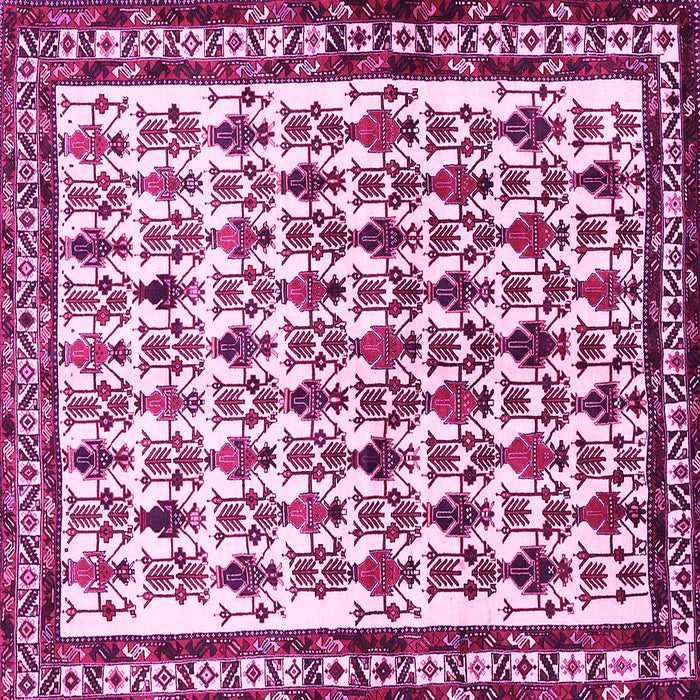 Square Machine Washable Persian Pink Traditional Rug, wshtr641pnk