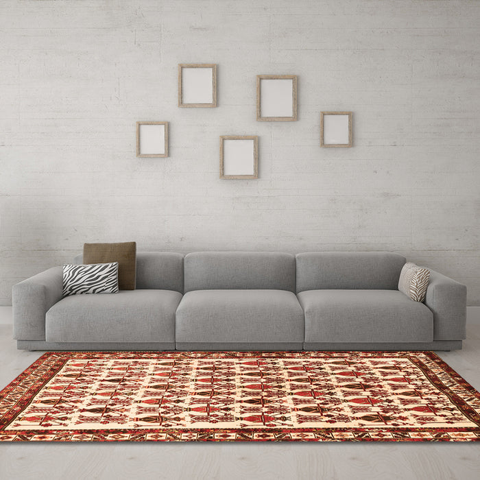 Machine Washable Persian Orange Traditional Area Rugs in a Living Room, wshtr641org