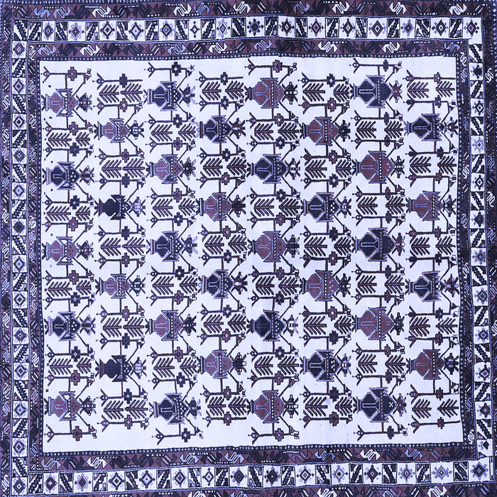 Square Machine Washable Persian Blue Traditional Rug, wshtr641blu