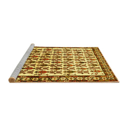 Sideview of Machine Washable Persian Yellow Traditional Rug, wshtr641yw