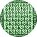 Round Persian Emerald Green Traditional Rug, tr641emgrn