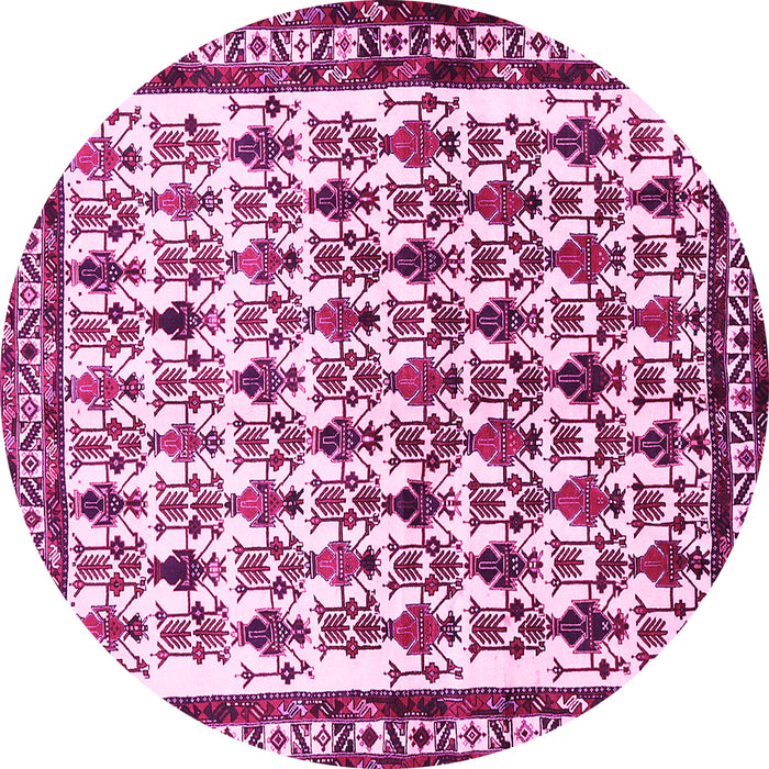 Round Machine Washable Persian Pink Traditional Rug, wshtr641pnk