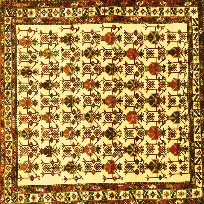 Square Persian Yellow Traditional Rug, tr641yw