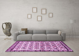 Machine Washable Persian Purple Traditional Area Rugs in a Living Room, wshtr641pur