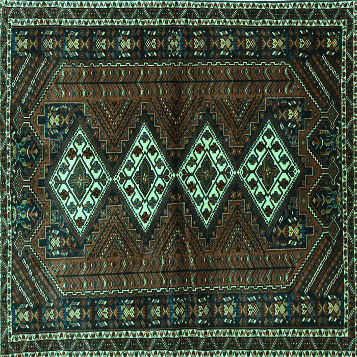 Square Machine Washable Persian Turquoise Traditional Area Rugs, wshtr642turq