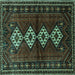 Square Machine Washable Persian Turquoise Traditional Area Rugs, wshtr642turq