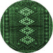 Round Machine Washable Persian Emerald Green Traditional Area Rugs, wshtr642emgrn