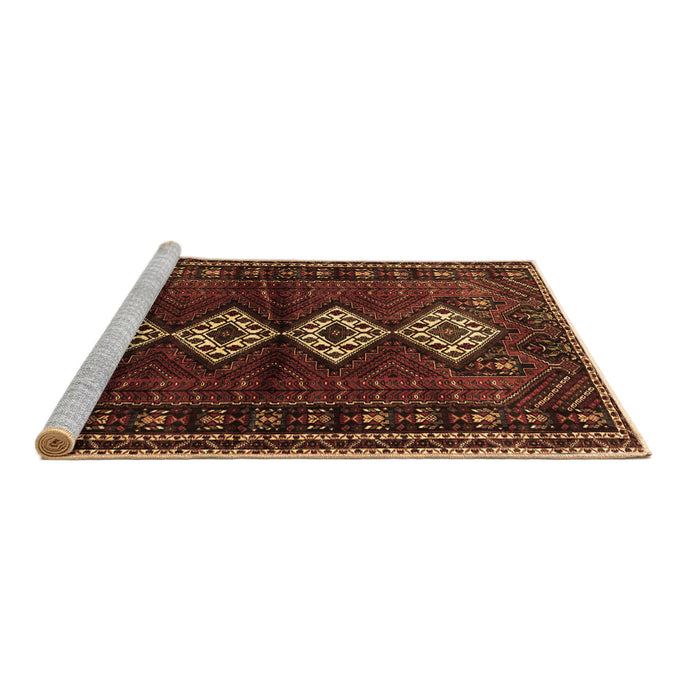Sideview of Machine Washable Persian Brown Traditional Rug, wshtr642brn