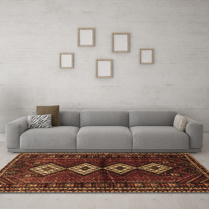 Machine Washable Persian Brown Traditional Rug in a Living Room,, wshtr642brn