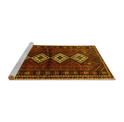 Sideview of Machine Washable Persian Yellow Traditional Rug, wshtr642yw