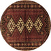 Round Persian Brown Traditional Rug, tr642brn