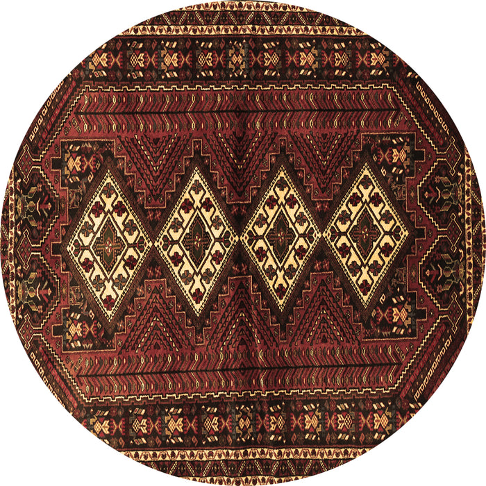 Round Machine Washable Persian Brown Traditional Rug, wshtr642brn