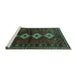 Sideview of Machine Washable Persian Turquoise Traditional Area Rugs, wshtr642turq