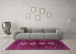 Machine Washable Persian Pink Traditional Rug in a Living Room, wshtr642pnk