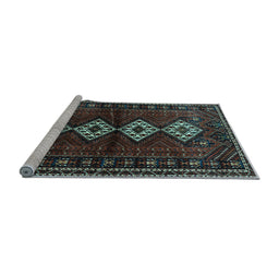 Sideview of Machine Washable Persian Light Blue Traditional Rug, wshtr642lblu