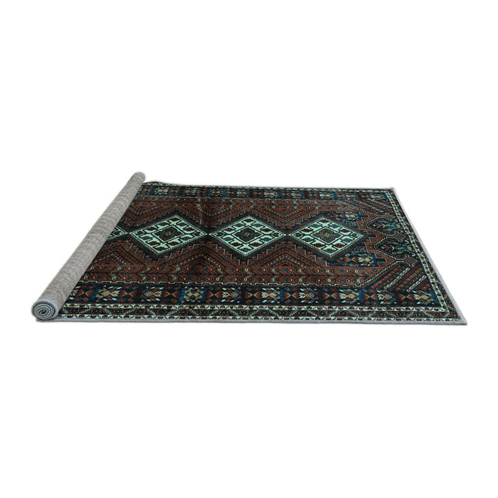 Sideview of Machine Washable Persian Light Blue Traditional Rug, wshtr642lblu